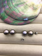 1 pair AAA 10.5-11mm gray rainbow round edison pearl stud earrings, S925 Sterling Silver stud earrings, wedding pearl earrings, SE3-T9-10