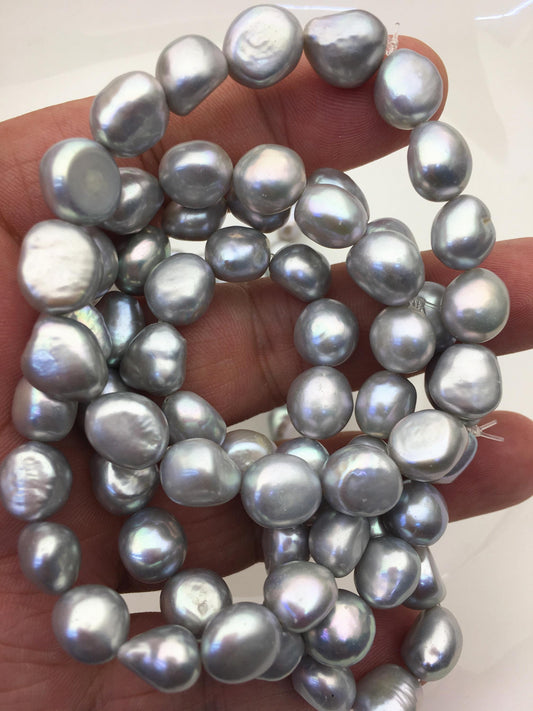 7'' 10mm AAA silver gray nugget Freshwater pearl Elastic string Bracelet,baroque pearl bracelet,B8-T2