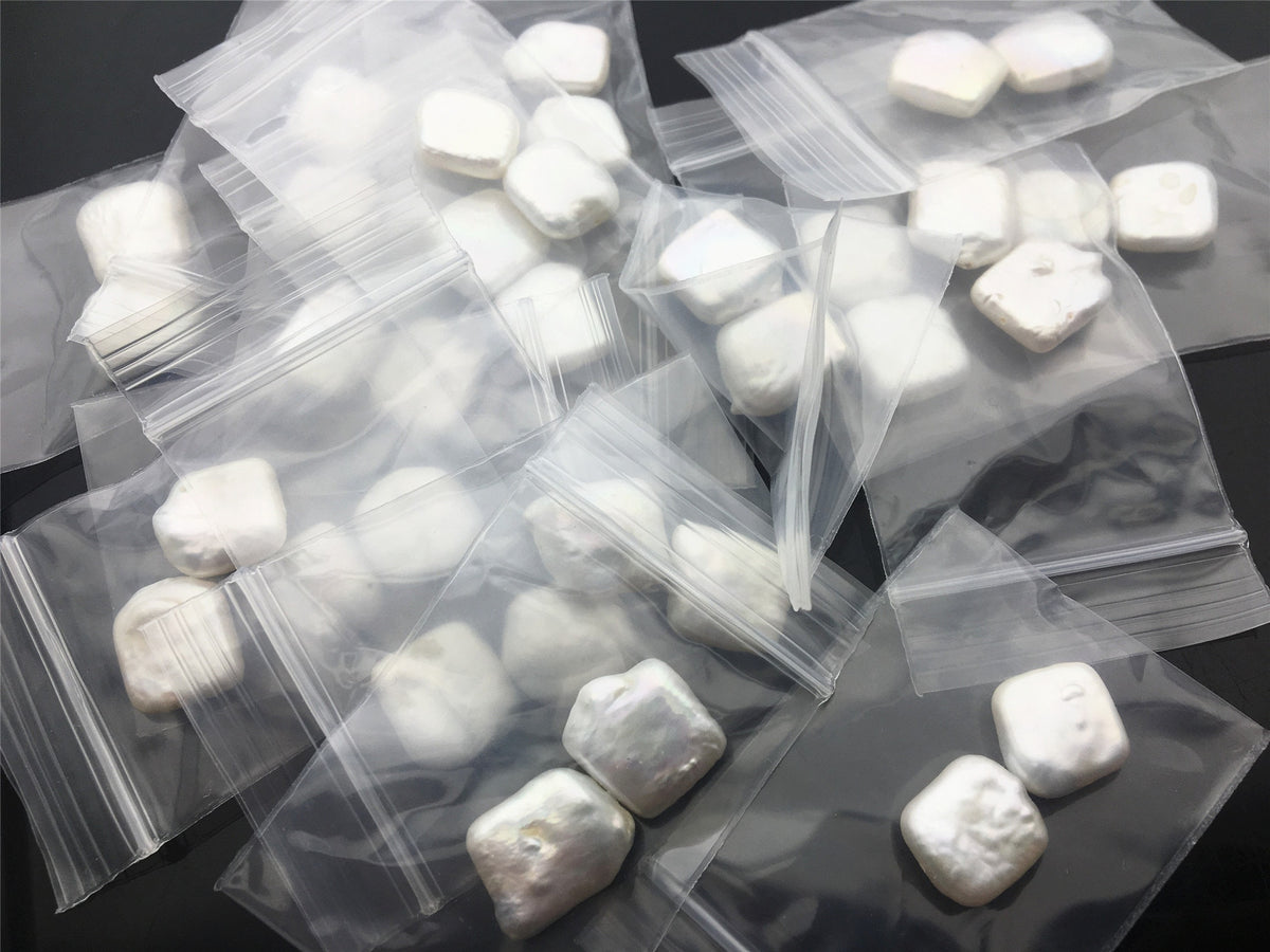 1 pair AA+ 12-14mm White Square Shape Freshwater Pearl White loose Beads Piar,wholesale,ZS-103-37-3