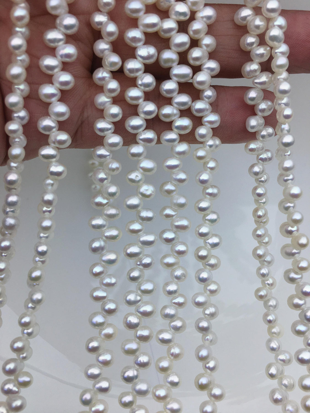 AAA 4.5-5mm white rice freshwater pearls, Cultured white rice freshwater pearls beads strand, LR4-3A-44