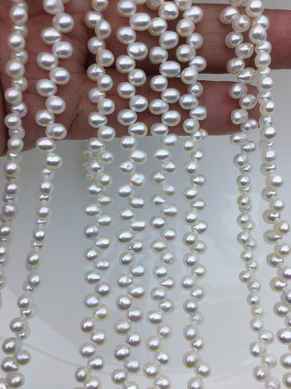 AAA 4.5-5mm white rice freshwater pearls, Cultured white rice freshwater pearls beads strand, LR4-3A-44