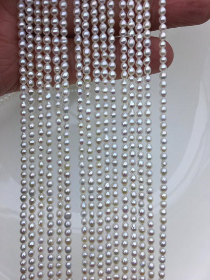 high luster!AAA 2.5-3x3-4mm white oval rice pearls, oval loose pearl beads, diy pearl, genuine pearl, Cultured pearl, diy pearl beads, LR2-3A-24
