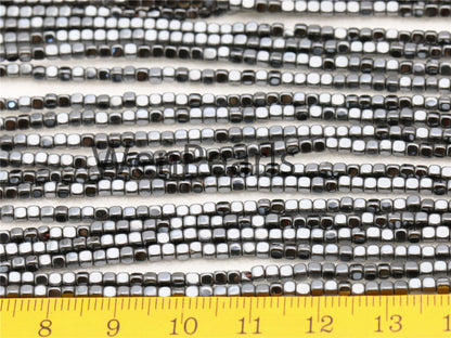 Hematite,2mmx2mm cube square Beads,AAA, 15.5 inches,G50-CU22-001