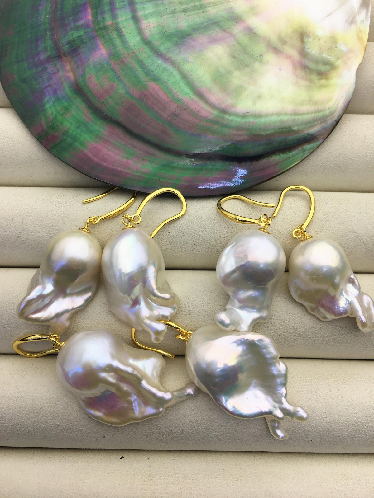 30% OFF AAA 14-19mm white flame ball pearl dangle earrings, sterling silver, earring with white baroque Natural Pearl, SE3-031-30