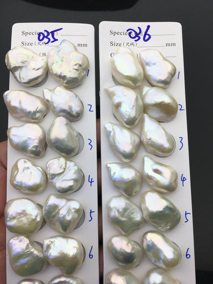 1 pair AAA 14-18x19-23mm White Baroque Pearl Pairs,Baroque Cultured Freshwater Pearl,no hole,FL15-3A-9-9