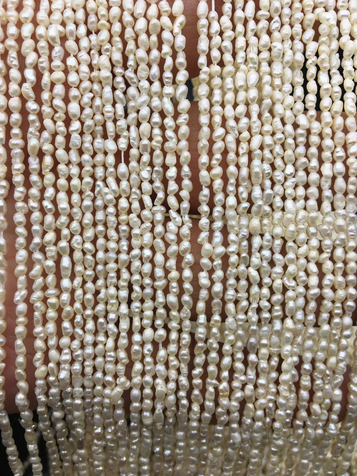 5 strands A+ 2-2.2mm*3.4-4.0mm very tiny white rice pearls, diy pearl, genuine pearl, Cultured pearl, diy pearl beads, LR2-2A-4