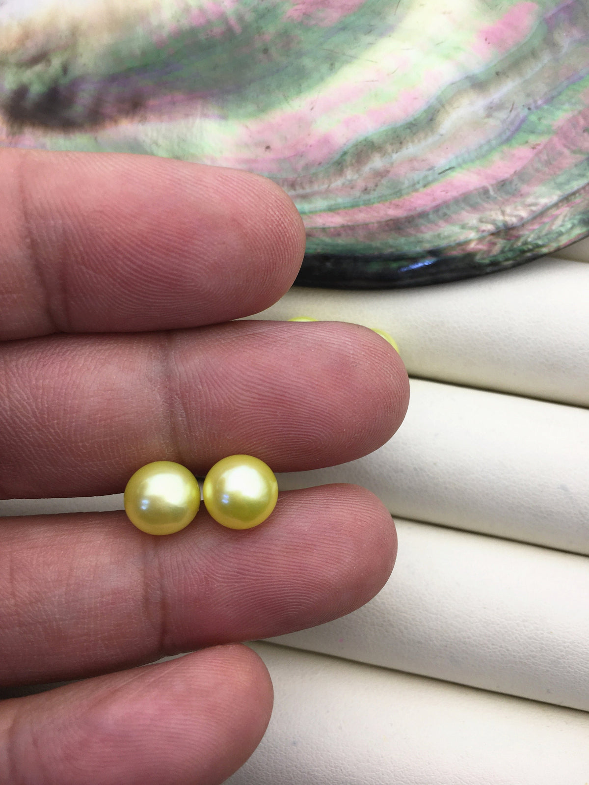 AAA 8-8.5mm yellow pearl stud earrings,Sterling Silver,SE1-015
