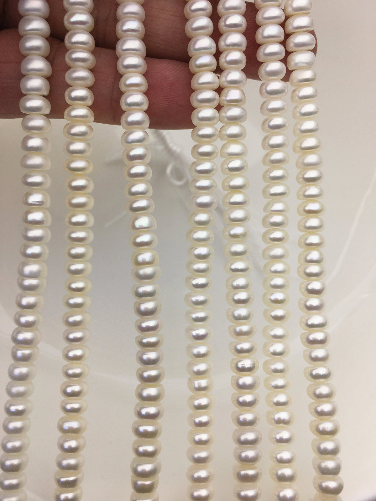 AAA 6-6.5mm white button round pearls,6mm white Rondelle pearl Beads,SM6-3A-1