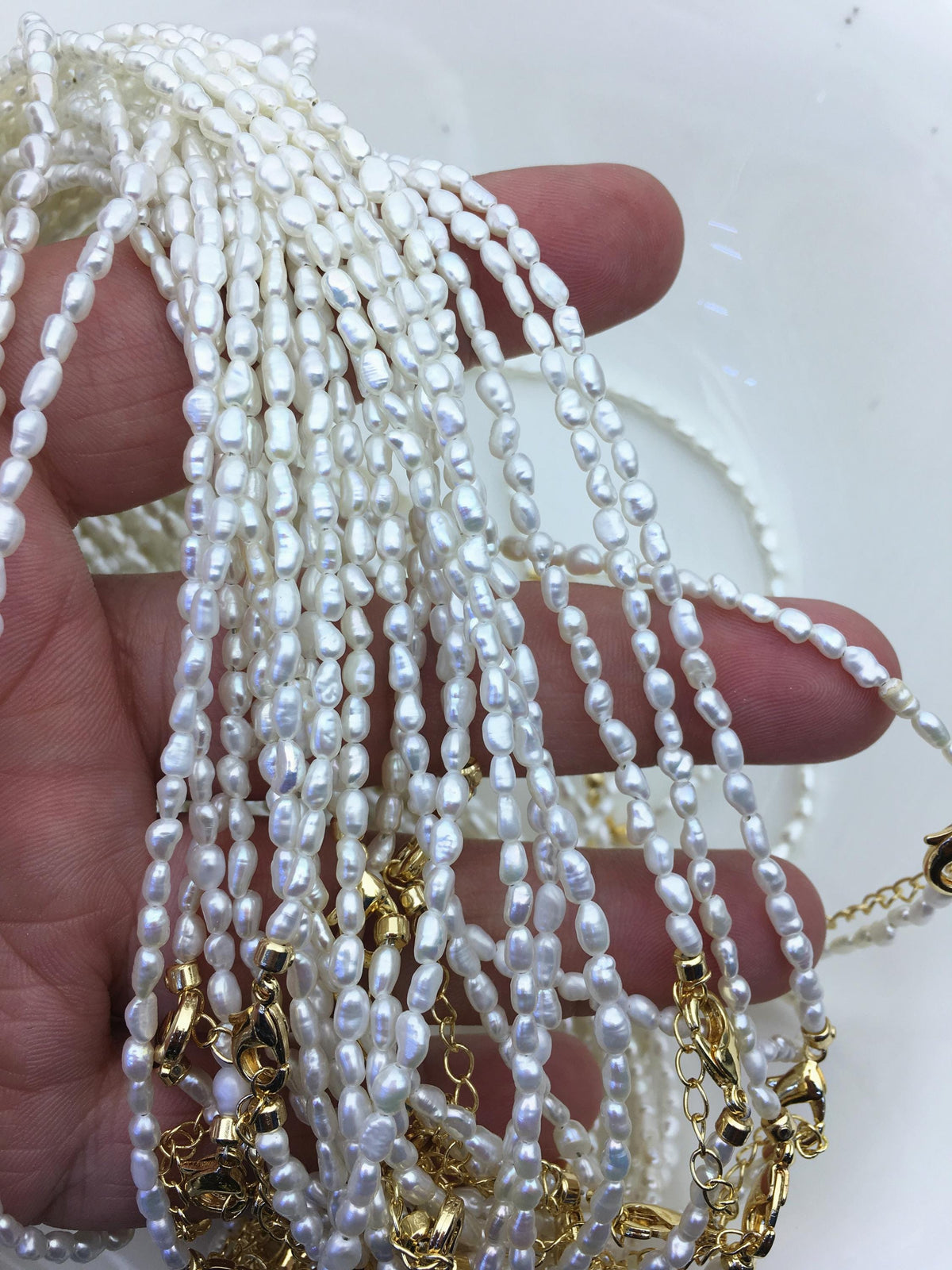 White Nugget Freshwater Pearl Necklace, 2.5–3mm, 15.8 in + 2 in Extension — NPN1-T52