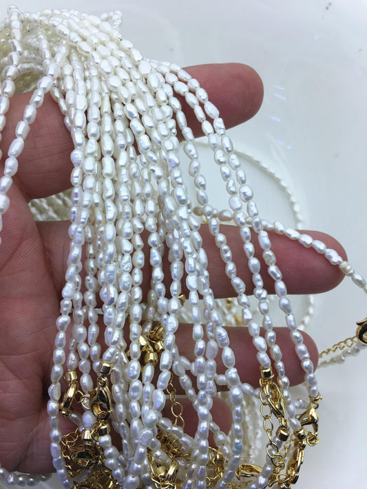 White Nugget Freshwater Pearl Necklace, 2.5–3mm, 15.8 in + 2 in Extension — NPN1-T52