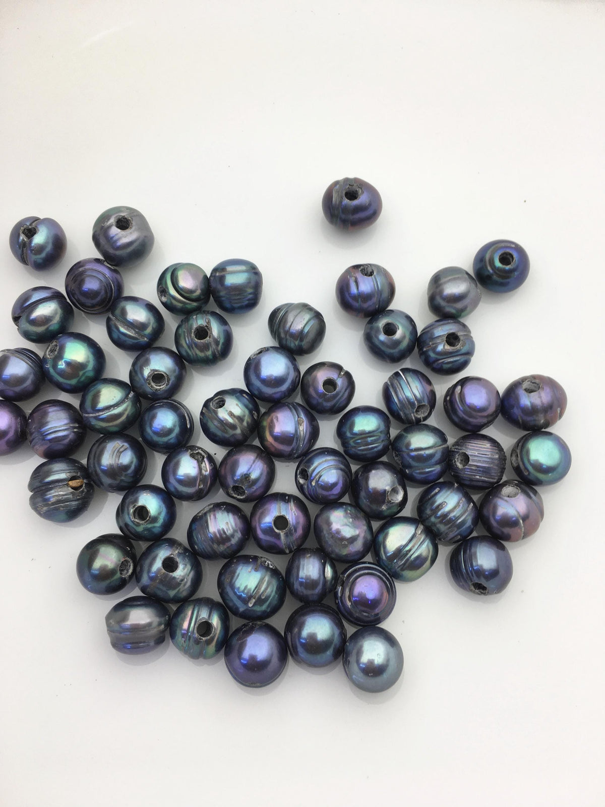 20pcs AA 9.2-10mm deep blue Potato loose pearl,2.2mm large hole,CR9-T2