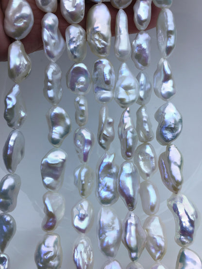 AA+ 11-13mm White thick long keshi Freshwater Pearl,ZS-200-32