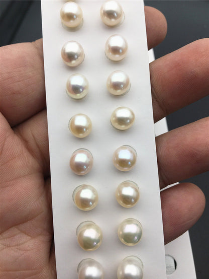 AAA 7.5-8mm/8-8.5mm white round freshwater pearls pair, for pearl earrings, for pearl ring, rp8-3ay-gj-1