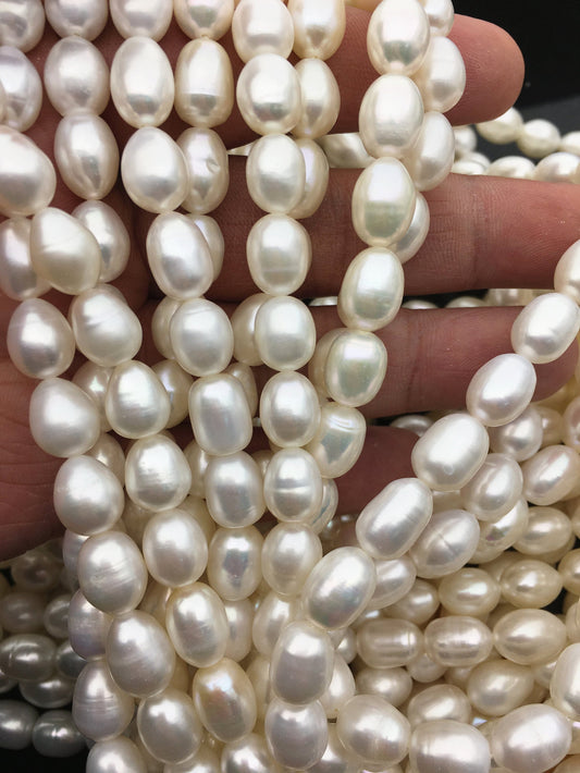 AA 8.4-9.3x8.5-13mm white rice freshwater pearls, diy pearl beads, rice pearl necklace, Christmas pearl necklace, LR9-2A-1