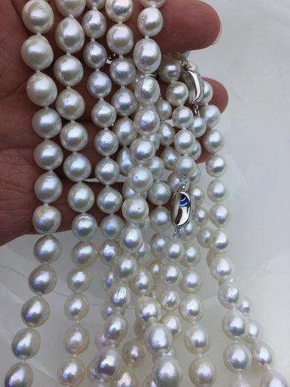 High Luster!17.5'' AAA 8-10mm white baroque drop edison freshwater Pearl necklace, genuine Natural Pearl Necklace, NPN1-T30-2