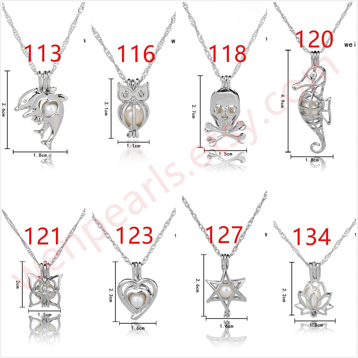 New 2PCS Cage Freshwater Pearl Pendant with Chain, Pearl Cage Pendant Necklace, Locket Cage pendants For Pearl Oysters With Pearls, AAL-001