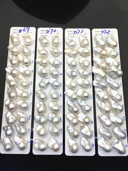 1 pair AAA 14-18x20-28mm White Flame ball Pearl Pairs-0.9mm top half hole-large Baroque freshwater pearl pairs, Fire Ball Pearl, FL15-3A-8-43