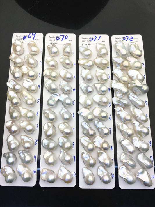1 pair AAA 14-18x20-28mm White Flame ball Pearl Pairs-0.9mm top half hole-large Baroque freshwater pearl pairs, Fire Ball Pearl, FL15-3A-8-43