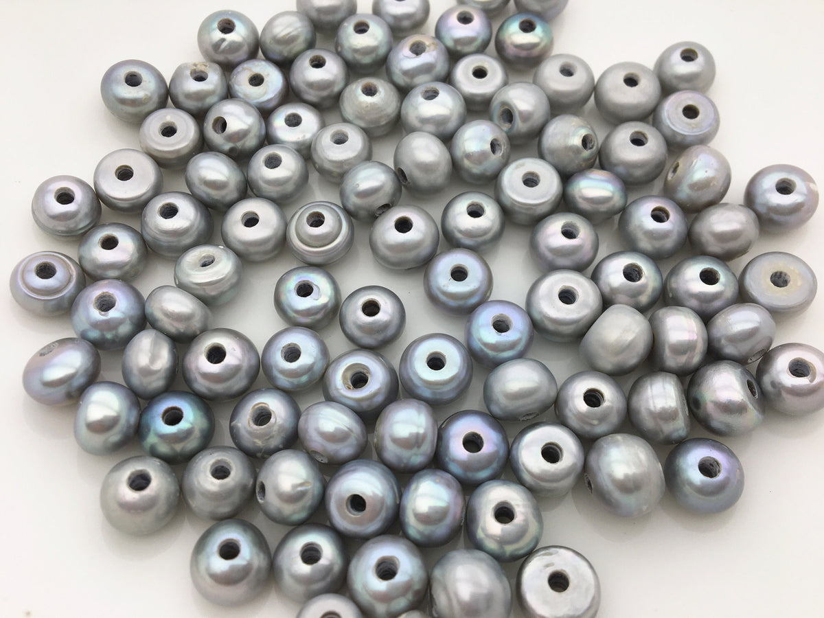 30pcs AA+ 10-11mm gray button Round freshwater pearls, 2.2mm large hole, Rondelle pearl Beads, loose freshwater pearl, SM10-2A-22