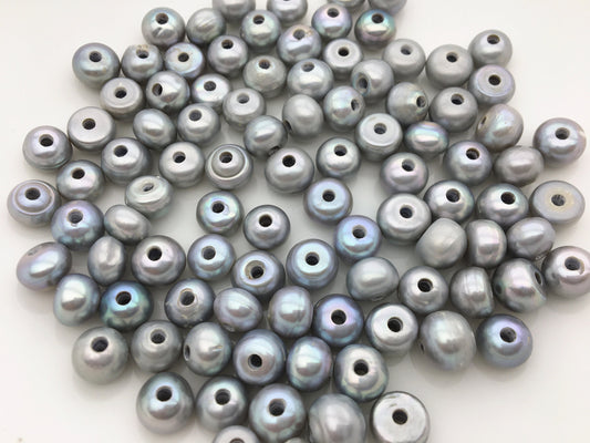 30pcs AA+ 10-11mm gray button Round freshwater pearls, 2.2mm large hole, Rondelle pearl Beads, loose freshwater pearl, SM10-2A-22