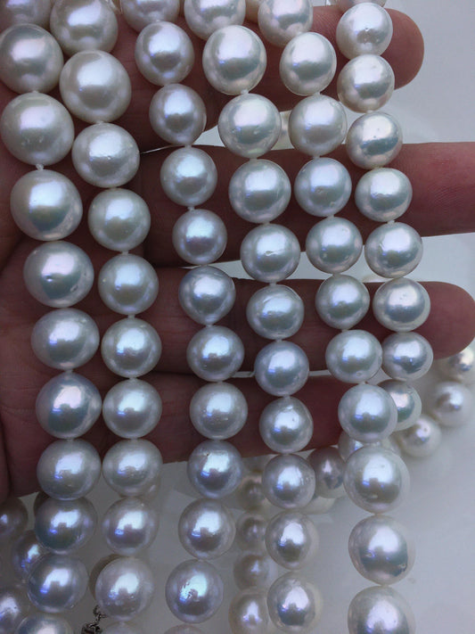 17.5 inches AA+ 10-12mm white round Pearl necklace,genuine freshwater Pearl necklace,Natural Pearl Necklace,NPN1-060
