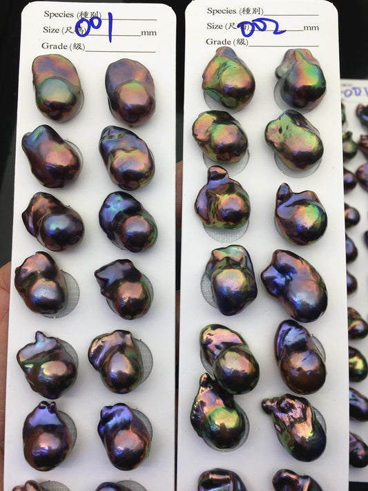 10pairs AAA/AA+ 12-16mm Black Rainbow Flame ball Pearl Pairs,0.9mm top half hole,FL15-3A-8-1