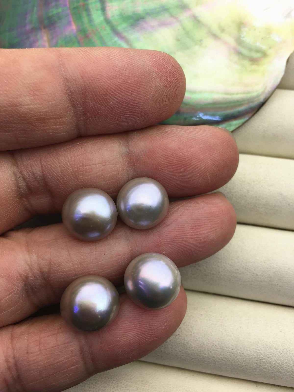 2 pairs AA+ 11.5-12mm big gray baroque round Pearl Stud Earrings, S925 sterling silver, freshwater pearl earrings, SE1-069-6