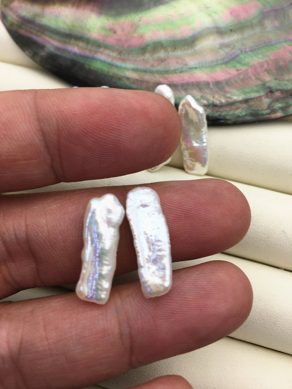 2 pairs AAA 7-8mm White Biwa keshi pearls Pair, for make dangle earrings, baroque pearl, loose pearl beads, very high luster, ZS-127-36-5