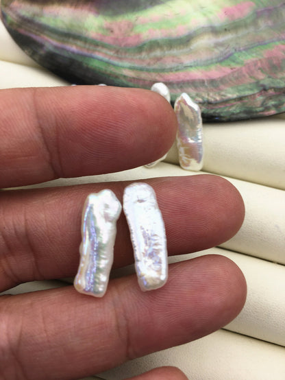 2 pairs AAA 7-8mm White Biwa keshi pearls Pair, for make dangle earrings, baroque pearl, loose pearl beads, very high luster, ZS-127-36-5