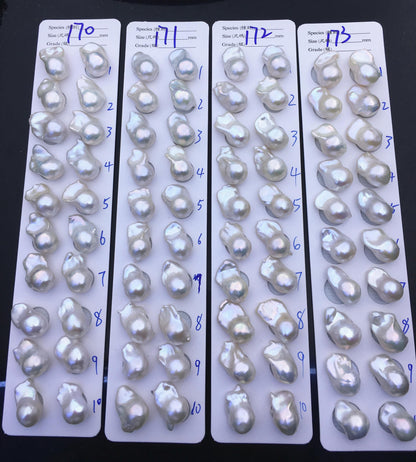 AAA 13-15x18-22mm White Flame ball Pearl Pairs - large Baroque freshwater pearl pairs,top half hole,FL15-3A-8-70