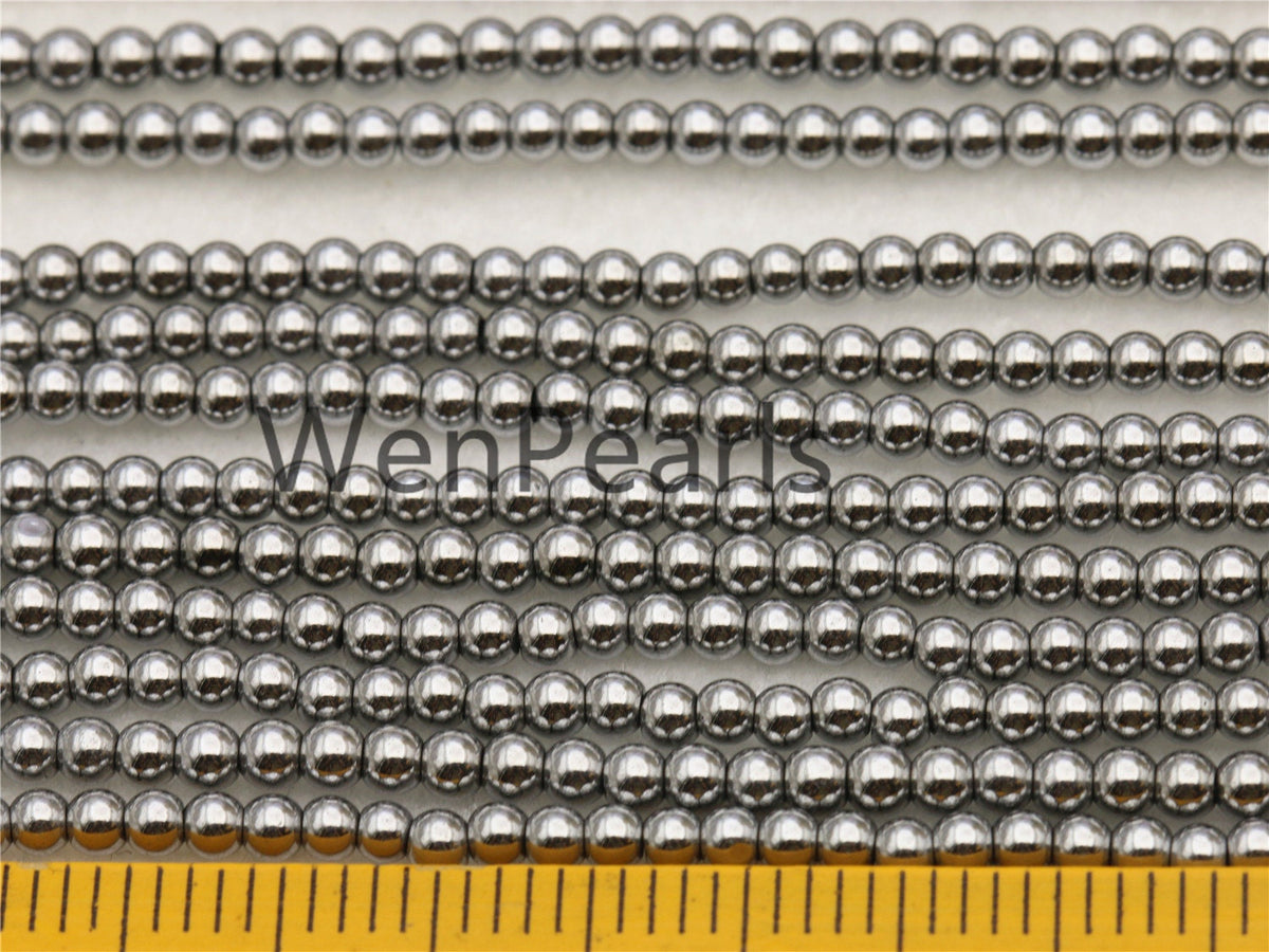 Hematite Gray,2mm Smooth Round,AAA,180 beads,15.5 inches,G50-R2-005