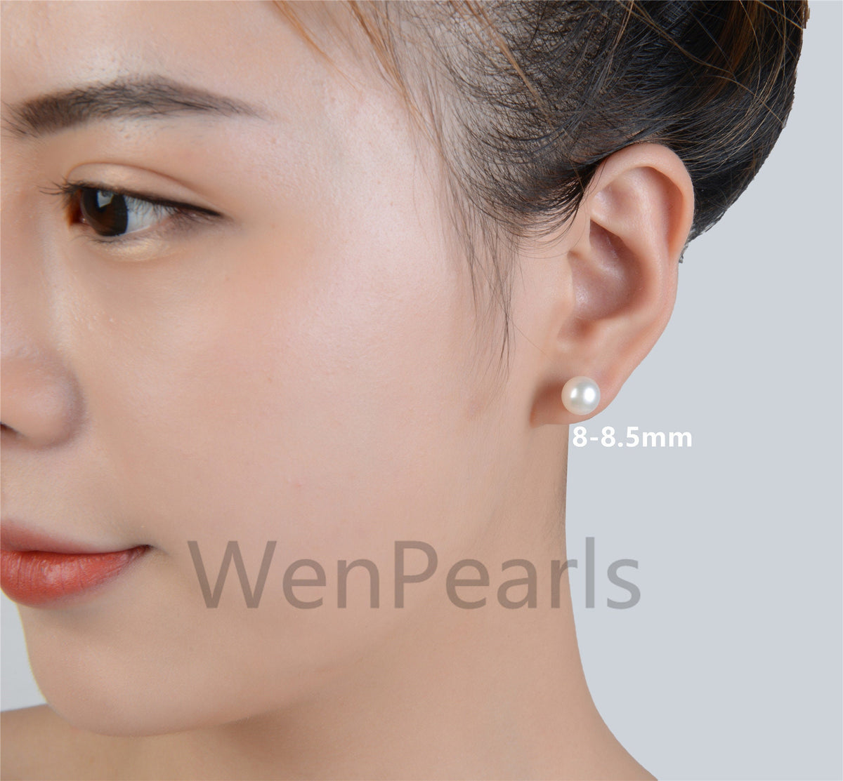 1 pair Select Size 2mm, 3mm, 4mm to 12mm White/Pink/Purple pearl stud earrings, button round, Sterling Silver, AAA pearl, SE1-008