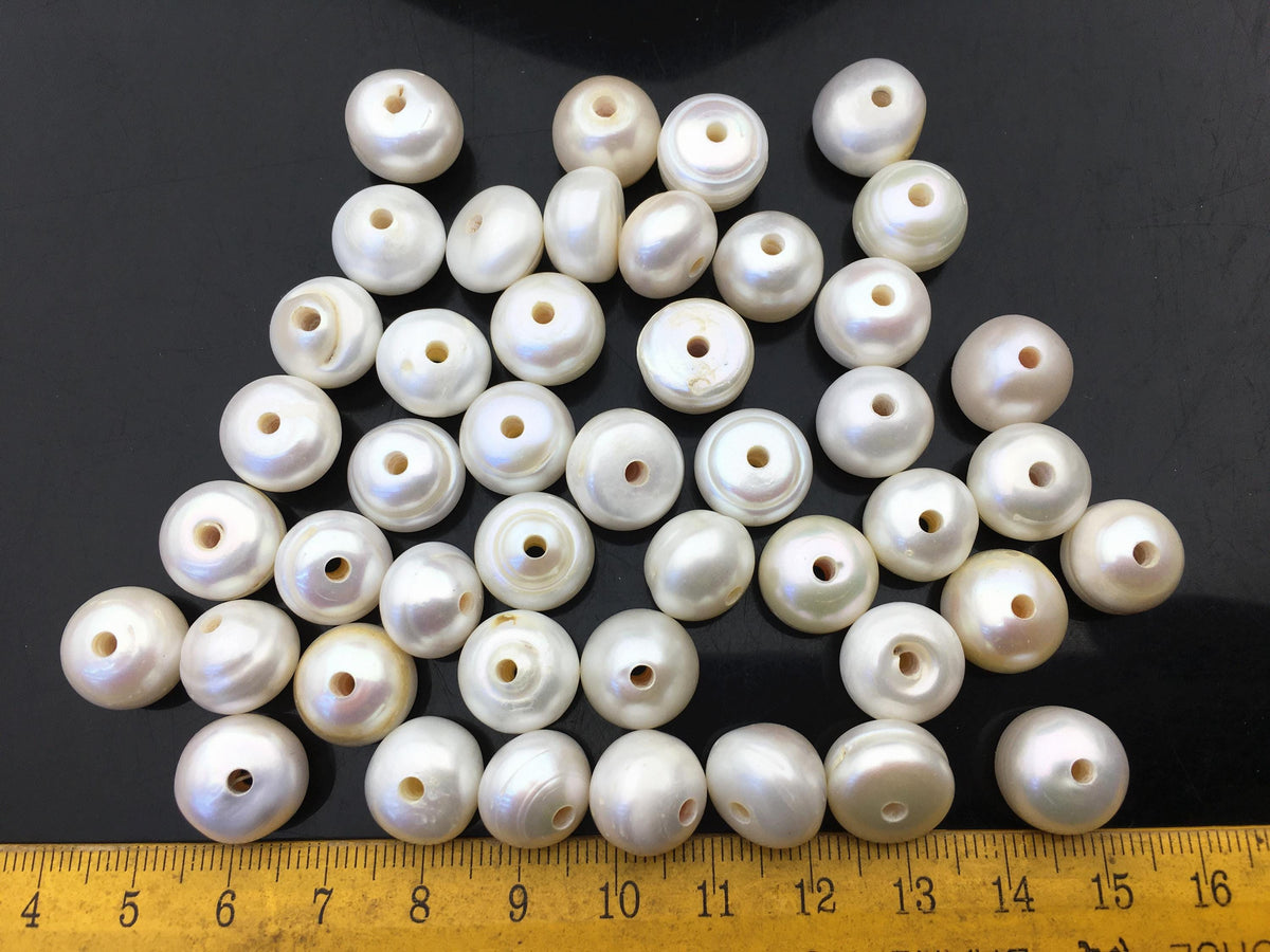 20pcs AA+ 12-13mm Big white button round freshwater pearls, 2.2mm large hole, Rondelle pearl Beads, loose freshwater pearl, SM12-2A-3