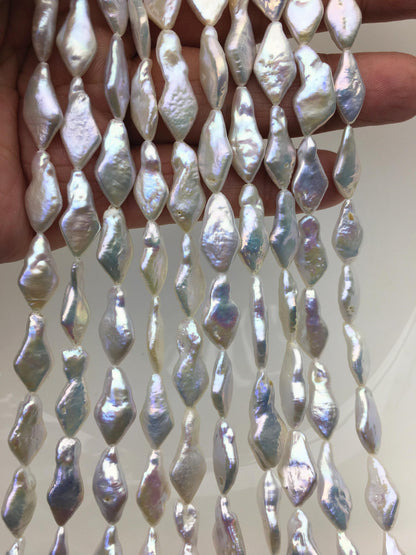 AA+ 8-10mm White diamond Shape Freshwater Pearl,ZS-103-35