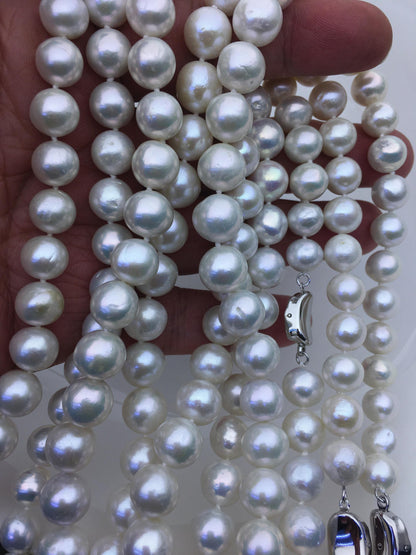 17.5 inches AA+ 9-11mm white near round freshwater Pearl necklace, genuine freshwater Pearl necklace, Natural Pearl Necklace, NPN1-063
