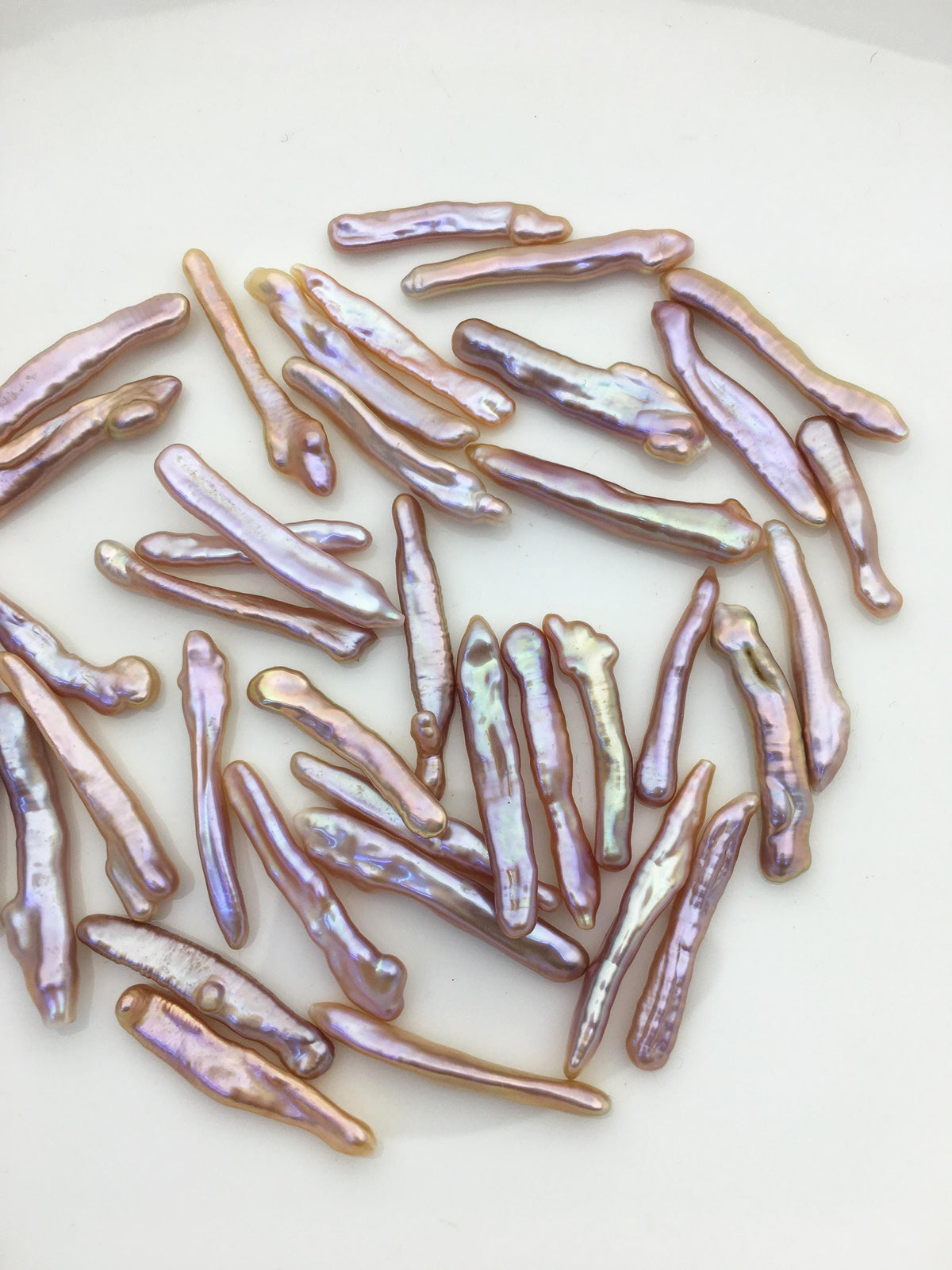 30pcs AAA 3-5mm natural purple rainbow Toothpick Freshwater Pearls, no hole,ZS-80-30