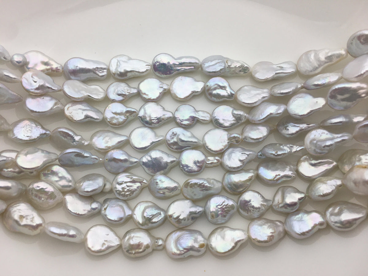 AA 11-12mm White Long Drop Coin freshwater pearls,diy bead,COIN12-2A-2-9