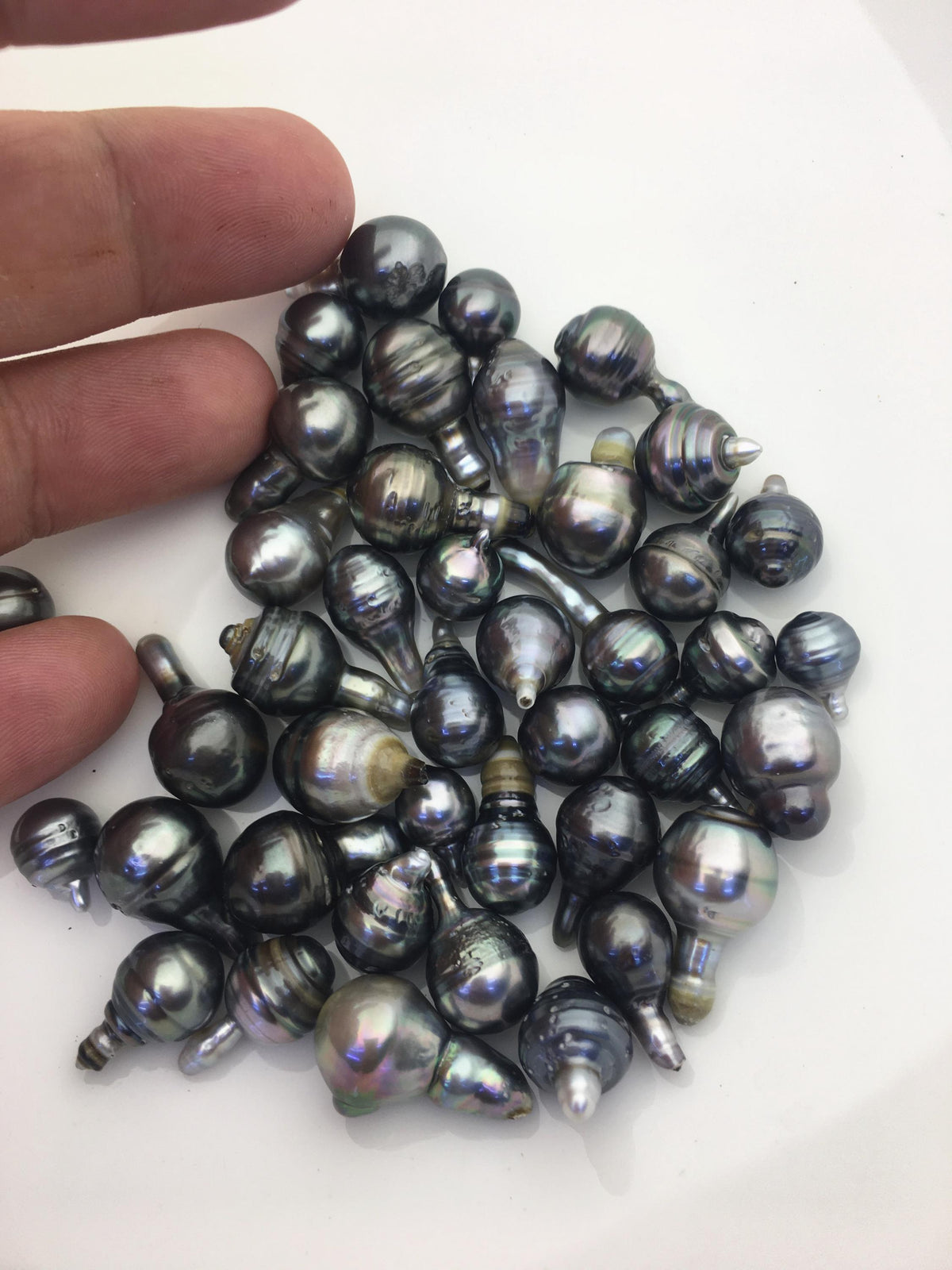 42pcs AA 8-12mm black baroque drop Tahitian Pearl,no hole, TH-temp-019
