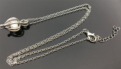 New 2PCS Cage Freshwater Pearl Pendant with Chain, Pearl Cage Pendant Necklace, Locket Cage pendants For Pearl Oysters With Pearls, AAL-001