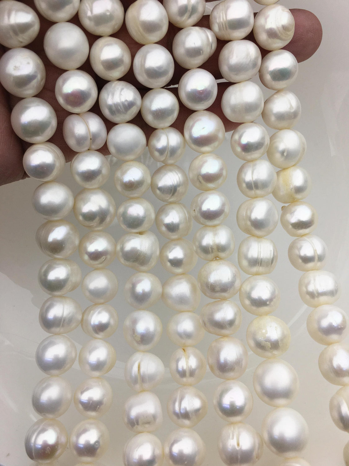 AA 11.3-12.3mm White Big Potato freshwater pearls, White freshwater pearl, pearl strand, big hole pearls, pearls for leather, CR12-2A-7