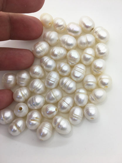 30pcs AA+ 10.2-11.2mm white rice freshwater pearls,2.2mm large hole,LR11-2A-1