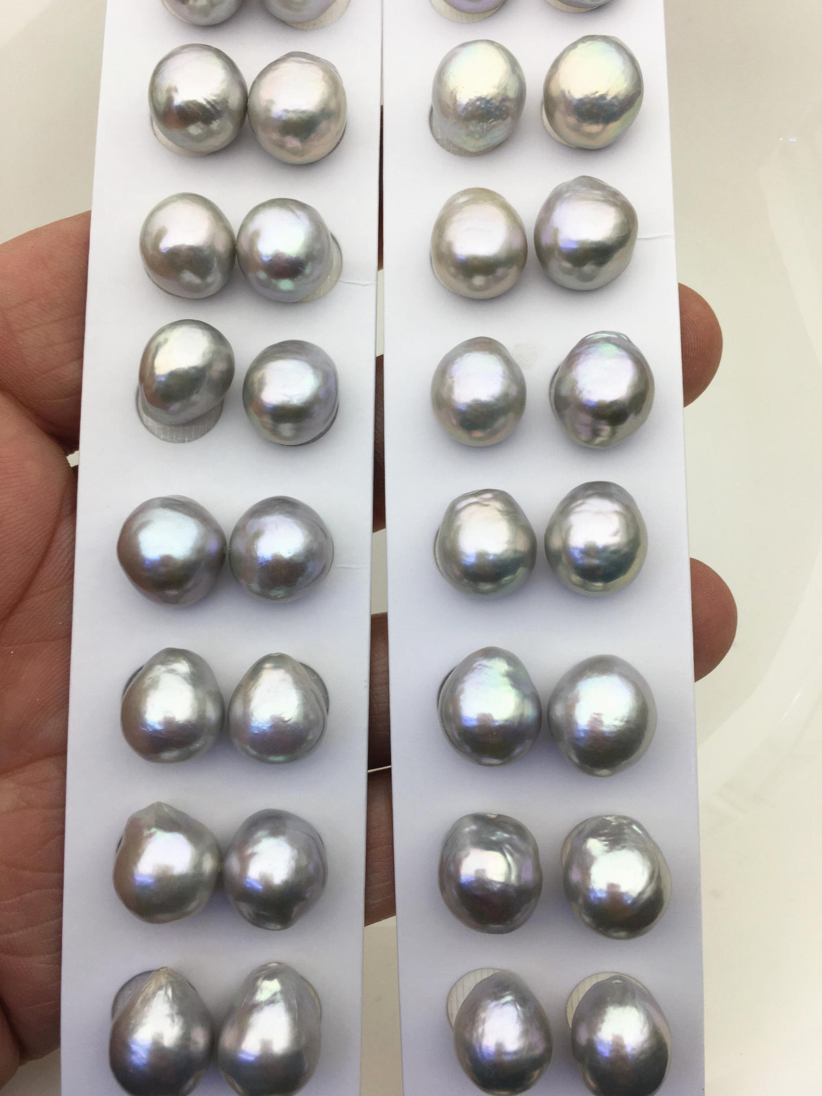5pairs AAA 11-12mm Gray baroque drop edison freshwater pearl Pair,top half hole,ED11-3A-2-41