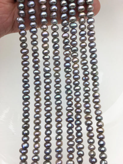 AA+ 4.5-5mm tiny gray button round freshwater pearls,Rondelle pearl Beads,white loose pearl strands,SM4-2A-21