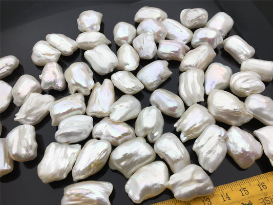 AAA 16-19x19-24mm baroque pearl, 1pcs, white color, Genuine Fresh Water Pearl, keshi pearl, Leather Cord, Wholesale Pearls, ZS-22-24