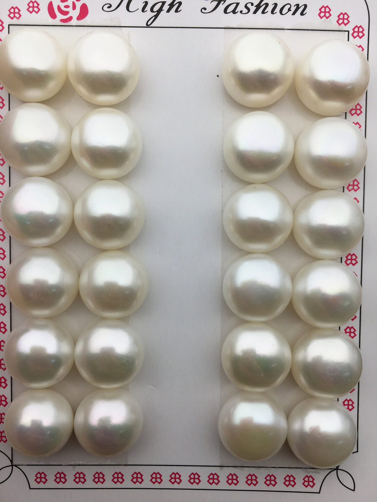 Rare!1 pair AAA 13.5-14mm Very Big white button round pearls, for pearl stud earring, wedding earring stud, button pearls, BTN13-T1
