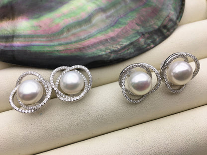 Big Sterling Silver S925 pearl stud earrings, genuine freshwater pearl earrings, bridesmaid, bridal, SE3-029