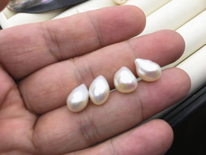 2 pairs AAA 9mm Tear Point White Nugget baroque loose pearl pairs for dangle earrings - Freshwater Pearls earrings - ZS-103-37-40