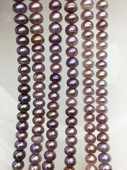 AA+ 7.5-8.3mm purple button round freshwater pearls,Rondelle pearl Beads,SM8-T4