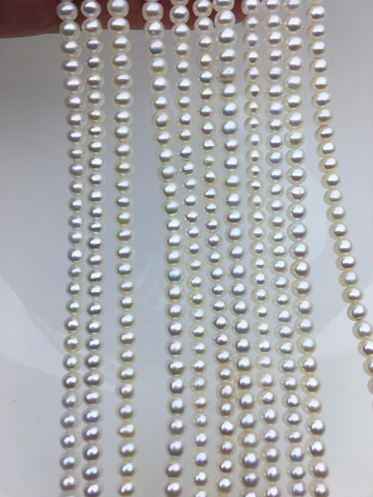 AAA 4-4.5mm White button round Rondelle freshwater pearls,SM4-3A-45