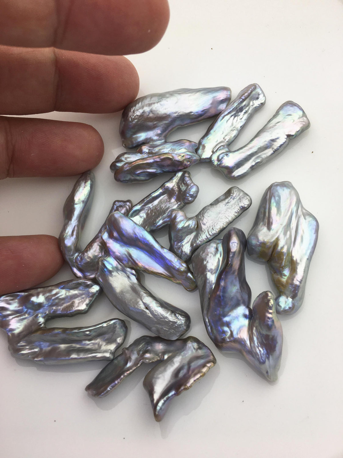 9pcs AAA 18-22mm gray biwa keshi Freshwater Pearls, no hole,ZS-80-1-13